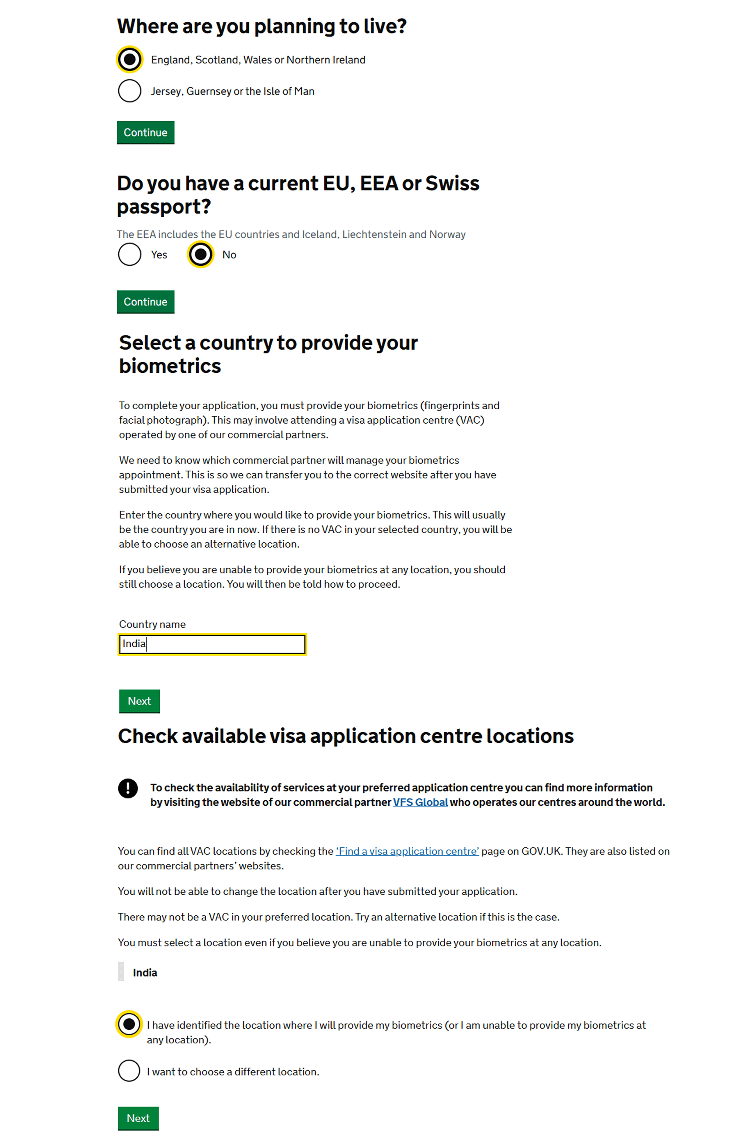 Select the option that applies to you, we are selecting options as per the profile of an Indian Student who is going to study at De Montfort University in England.